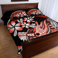 Red Polynesian Quilt Bed Set Hammerhead Shark Tattoo Royal Plumeria Gradient Vibes LT14 - Polynesian Pride