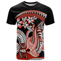 Red Polynesian T Shirt Hammerhead Shark Tattoo Royal Plumeria Gradient Vibes LT14 Red - Polynesian Pride