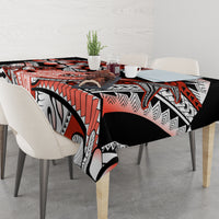 Red Polynesian Tablecloth Hammerhead Shark Tattoo Royal Plumeria Gradient Vibes LT14 - Polynesian Pride