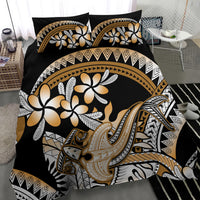 Gold Polynesian Hammerhead Shark Tattoo Bedding Set Royal Plumeria Gradient Vibes LT14 - Polynesian Pride