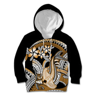 Gold Polynesian Hammerhead Shark Tattoo Kid Hoodie Royal Plumeria Gradient Vibes LT14 Hoodie Gold - Polynesian Pride