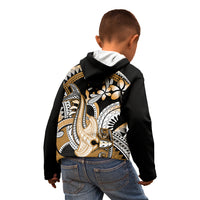 Gold Polynesian Hammerhead Shark Tattoo Kid Hoodie Royal Plumeria Gradient Vibes LT14 - Polynesian Pride