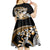 Gold Polynesian Hammerhead Shark Tattoo Kid Short Sleeve Dress Royal Plumeria Gradient Vibes LT14 - Polynesian Pride
