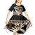 Gold Polynesian Hammerhead Shark Tattoo Kid Short Sleeve Dress Royal Plumeria Gradient Vibes LT14 - Polynesian Pride