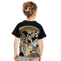 Gold Polynesian Hammerhead Shark Tattoo Kid T Shirt Royal Plumeria Gradient Vibes LT14 - Polynesian Pride