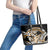 Gold Polynesian Hammerhead Shark Tattoo Leather Tote Bag Royal Plumeria Gradient Vibes LT14 - Polynesian Pride