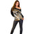 Gold Polynesian Hammerhead Shark Tattoo Off Shoulder Sweater Royal Plumeria Gradient Vibes LT14 - Polynesian Pride