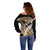 Gold Polynesian Hammerhead Shark Tattoo Off Shoulder Sweater Royal Plumeria Gradient Vibes LT14 - Polynesian Pride