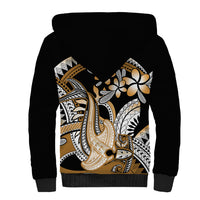 Gold Polynesian Hammerhead Shark Tattoo Sherpa Hoodie Royal Plumeria Gradient Vibes LT14 - Polynesian Pride