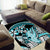 Turquoise Polynesian Hammerhead Shark Tattoo Area Rug Royal Plumeria Gradient Vibes LT14 - Polynesian Pride