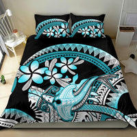 Turquoise Polynesian Hammerhead Shark Tattoo Bedding Set Royal Plumeria Gradient Vibes LT14 - Polynesian Pride