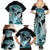Turquoise Polynesian Hammerhead Shark Tattoo Family Matching Summer Maxi Dress and Hawaiian Shirt Royal Plumeria Gradient Vibes LT14 - Polynesian Pride
