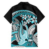 Turquoise Polynesian Hammerhead Shark Tattoo Hawaiian Shirt Royal Plumeria Gradient Vibes LT14 - Polynesian Pride