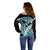 Turquoise Polynesian Hammerhead Shark Tattoo Off Shoulder Sweater Royal Plumeria Gradient Vibes LT14 - Polynesian Pride
