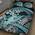 Turquoise Polynesian Hammerhead Shark Tattoo Quilt Bed Set Royal Plumeria Gradient Vibes LT14 - Polynesian Pride