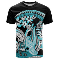 Turquoise Polynesian Hammerhead Shark Tattoo T Shirt Royal Plumeria Gradient Vibes LT14 Turquoise - Polynesian Pride