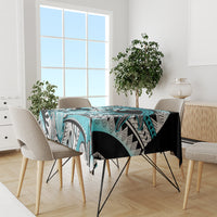 Turquoise Polynesian Hammerhead Shark Tattoo Tablecloth Royal Plumeria Gradient Vibes LT14 - Polynesian Pride