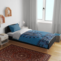 Blue African Dashiki With Fijian Tapa Pattern Bedding Set