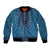 Blue African Dashiki With Fijian Tapa Pattern Bomber Jacket