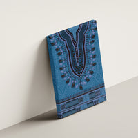 Blue African Dashiki With Fijian Tapa Pattern Canvas Wall Art