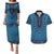 Blue African Dashiki With Fijian Tapa Pattern Couples Matching Puletasi and Hawaiian Shirt