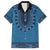 Blue African Dashiki With Fijian Tapa Pattern Family Matching Off The Shoulder Long Sleeve Dress and Hawaiian Shirt