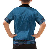 Blue African Dashiki With Fijian Tapa Pattern Family Matching Puletasi and Hawaiian Shirt LT14 - Polynesian Pride