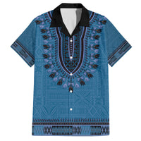 Blue African Dashiki With Fijian Tapa Pattern Family Matching Puletasi and Hawaiian Shirt LT14 Dad's Shirt - Short Sleeve Blue - Polynesian Pride