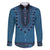 Blue African Dashiki With Fijian Tapa Pattern Family Matching Tank Maxi Dress and Hawaiian Shirt
