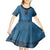 Blue African Dashiki With Fijian Tapa Pattern Kid Short Sleeve Dress