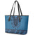 Blue African Dashiki With Fijian Tapa Pattern Leather Tote Bag