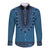 Blue African Dashiki With Fijian Tapa Pattern Long Sleeve Button Shirt