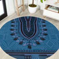 Blue African Dashiki With Fijian Tapa Pattern Round Carpet LT14 Blue - Polynesian Pride