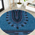 Blue African Dashiki With Fijian Tapa Pattern Round Carpet