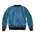 Blue African Dashiki With Fijian Tapa Pattern Sleeve Zip Bomber Jacket