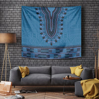 Blue African Dashiki With Fijian Tapa Pattern Tapestry