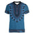 Blue African Dashiki With Fijian Tapa Pattern Women V-Neck T-Shirt