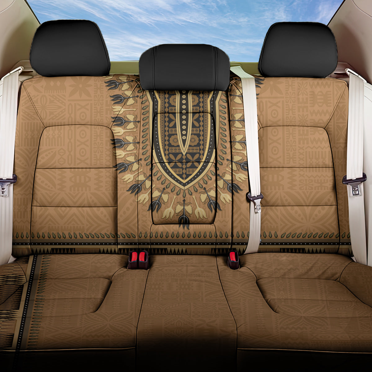 Brown African Dashiki With Fijian Tapa Pattern Back Car Seat Cover