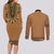 Brown African Dashiki With Fijian Tapa Pattern Couples Matching Long Sleeve Bodycon Dress and Long Sleeve Button Shirt