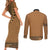 Brown African Dashiki With Fijian Tapa Pattern Couples Matching Short Sleeve Bodycon Dress and Long Sleeve Button Shirt