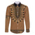 Brown African Dashiki With Fijian Tapa Pattern Family Matching Off The Shoulder Long Sleeve Dress and Hawaiian Shirt