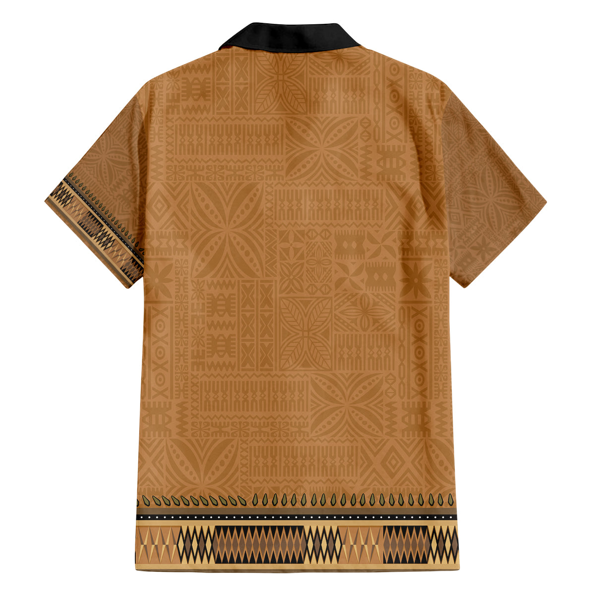 Brown African Dashiki With Fijian Tapa Pattern Family Matching Summer Maxi Dress and Hawaiian Shirt