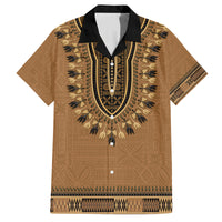 Brown African Dashiki With Fijian Tapa Pattern Family Matching Tank Maxi Dress and Hawaiian Shirt