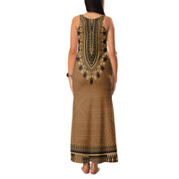 Brown African Dashiki With Fijian Tapa Pattern Family Matching Tank Maxi Dress and Hawaiian Shirt