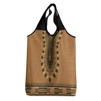 Brown African Dashiki With Fijian Tapa Pattern Grocery Bag