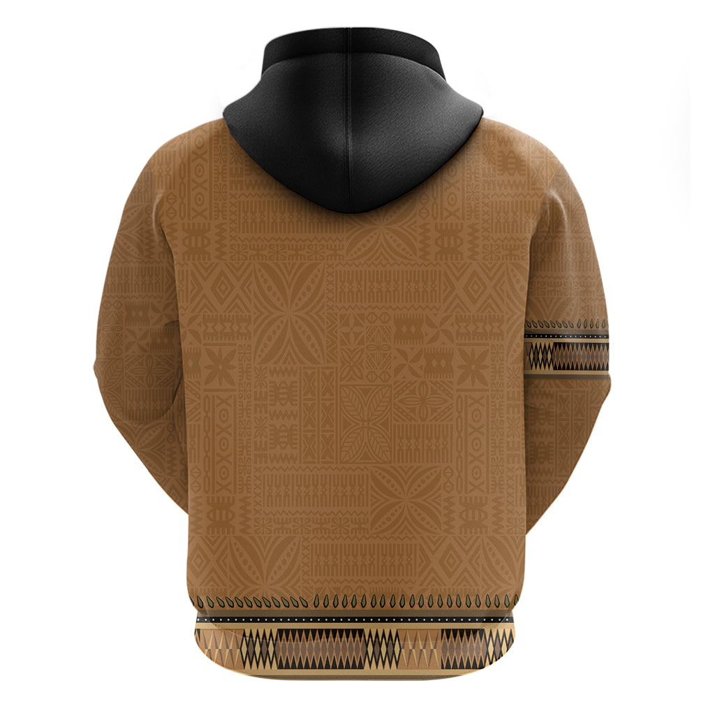 Brown African Dashiki With Fijian Tapa Pattern Hoodie LT14 - Polynesian Pride