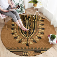 Brown African Dashiki With Fijian Tapa Pattern Round Carpet LT14 - Polynesian Pride