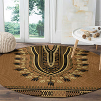 Brown African Dashiki With Fijian Tapa Pattern Round Carpet LT14 - Polynesian Pride