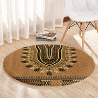 Brown African Dashiki With Fijian Tapa Pattern Round Carpet LT14 - Polynesian Pride