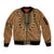 Brown African Dashiki With Fijian Tapa Pattern Sleeve Zip Bomber Jacket